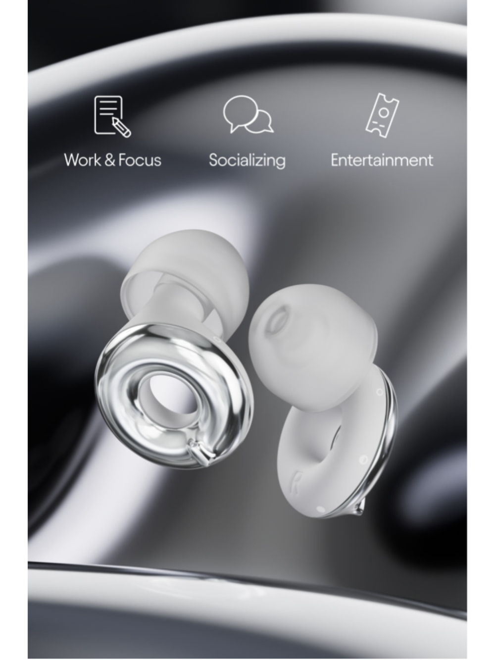 Loop Switch 2 Silver Open Box Adjustable Earplugs Engage Experience Quiet 3-in-1